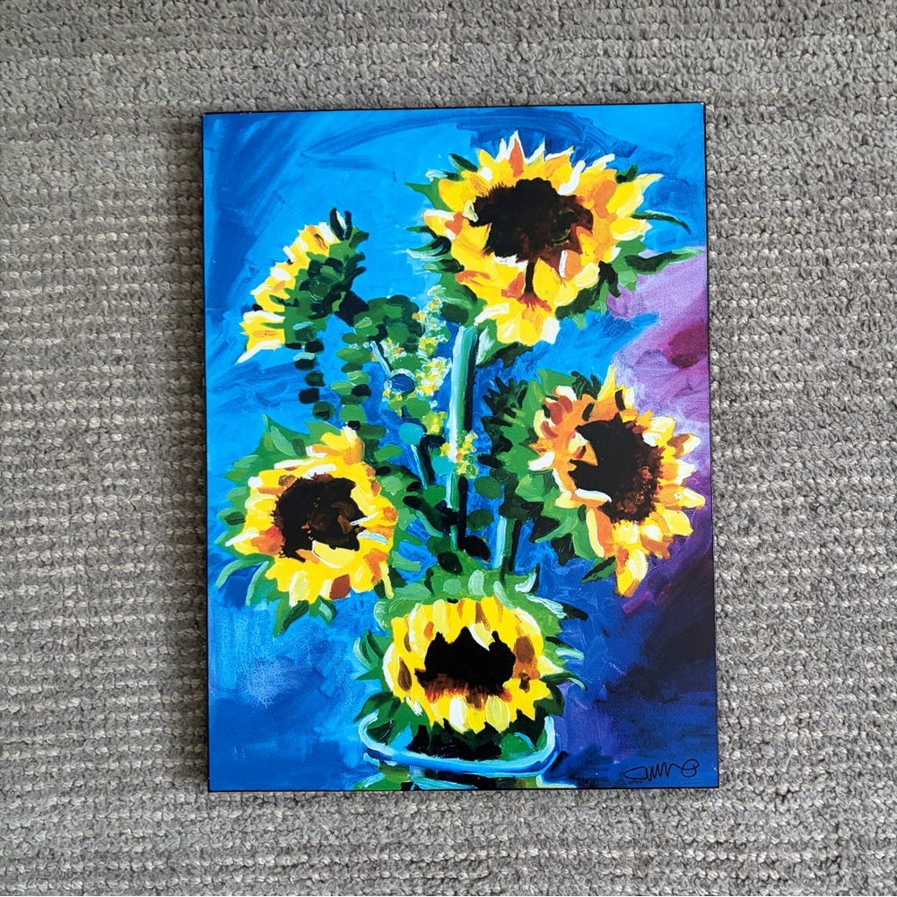 Vibrant Sunflower Art Print on Wood by talented artist Christopher Bibby
